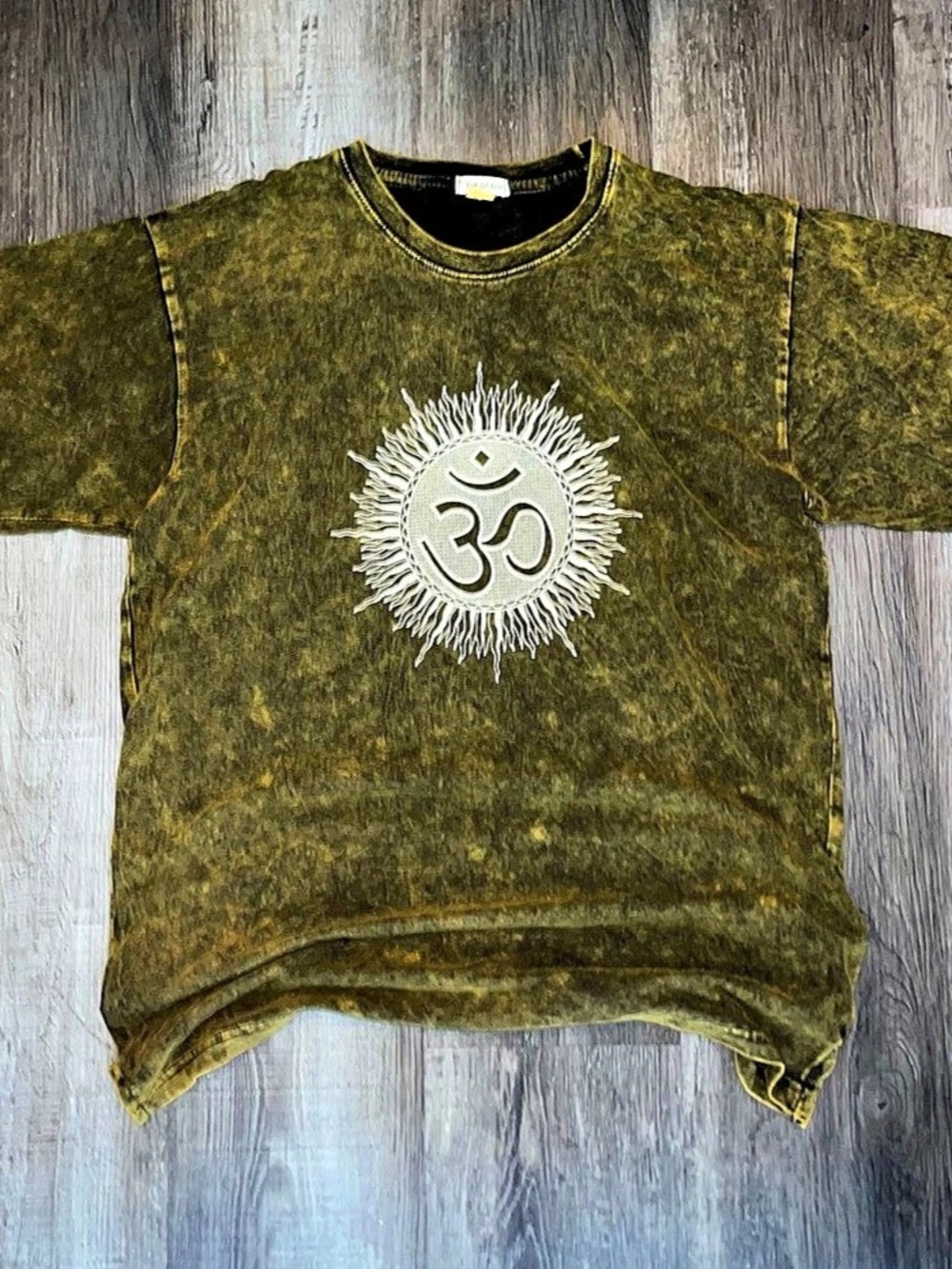 Olive Green Graphic Yak & Yeti Short Sleeve “Om” symbol Tee